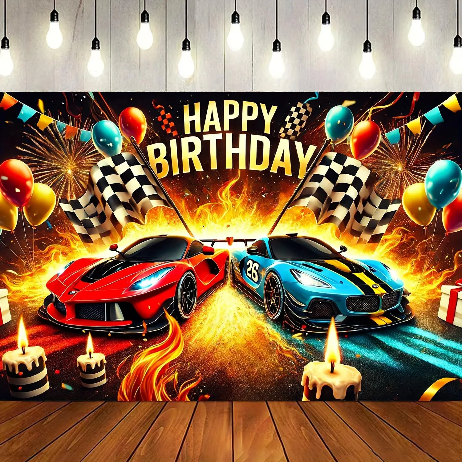 Racing Competition Theme Birthday Party Background Banner, Racing Theme Birthday Party Decoration, Indoor & Outdoor Banner Background Decoration