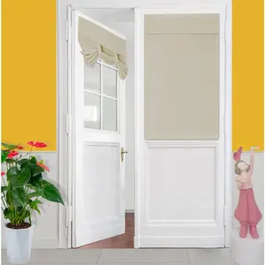 Blackout Front Door Half Window Curtain (26" w x 40" L), WashableDoor Curtain with Adhesive Hook and Loop Fastener Strip (Beige)