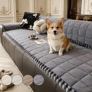 Pure Color Plush Sofa Cover, Soft Skin-Friendly Anti-Slip Scratch-Resistant Pet Friendly, Easy Clean Removable