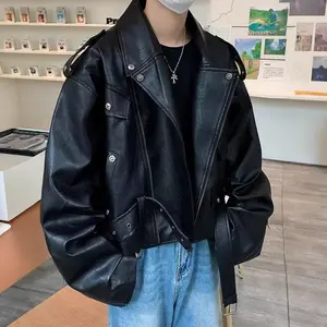 American Brown Rivet Leather Jacket Men's National Trend Street-fried Design High-end Short Motorcycle Jacket