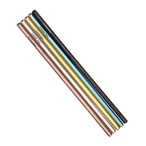 Custom Name Drinking Straws Set 5" Extra Long 1/2" Extra Wide Reusable 304 Food-Grade 18/8 Stainless Steel for Frozen Drinks Boba Bubble Tea Smoothies and Shakes - Set of 5