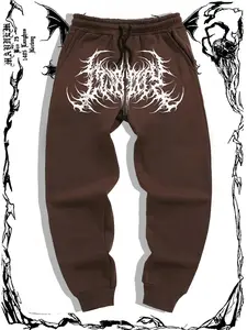 Men's Regular Fit Wolf Print Sweatpants, Casual Street Comfy Jogger Pants for Spring & Fall, Fashion Men's Bottoms for Daily Wear