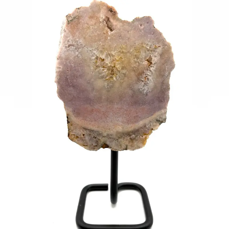Brazilian Pink Amethyst Crystal Slab Specimen- mounted on display stand