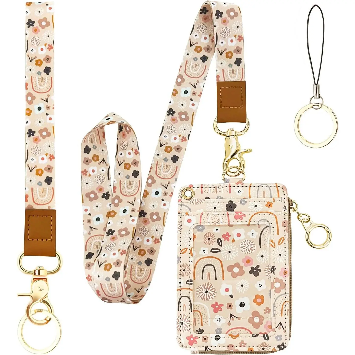 Teacher Lanyards for ID Badges Holder & Wallet - Cute Rainbow ID Lanyard for Women - Breakaway & Wrist Lanyards for Work