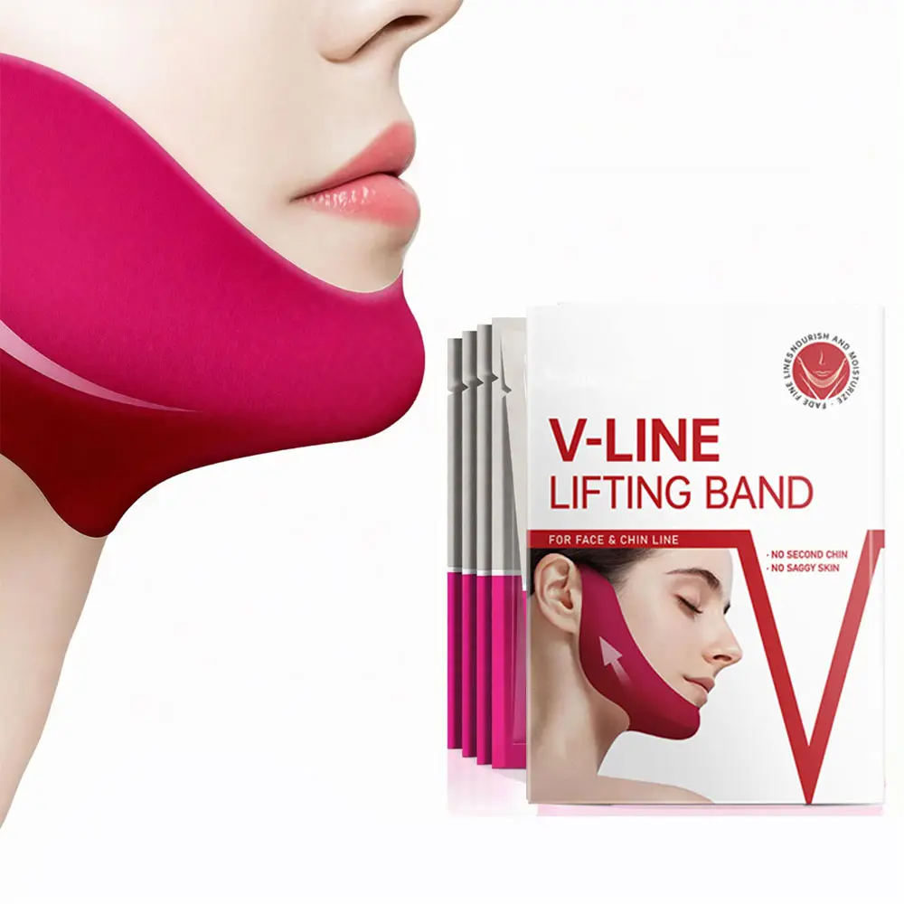 V-Line Lifting Hydrogel Collagen Facial Neck Mask Wraps - 5 Count Double Chin Reducer with Niacinamide & Centella Asiatica, Moisturizing, Firming, Sensitive Safe, Hypoallergenic Anti-Aging Care, Lifts Jawline, Makeup-Friendly Radiant Effect, All Skin Type