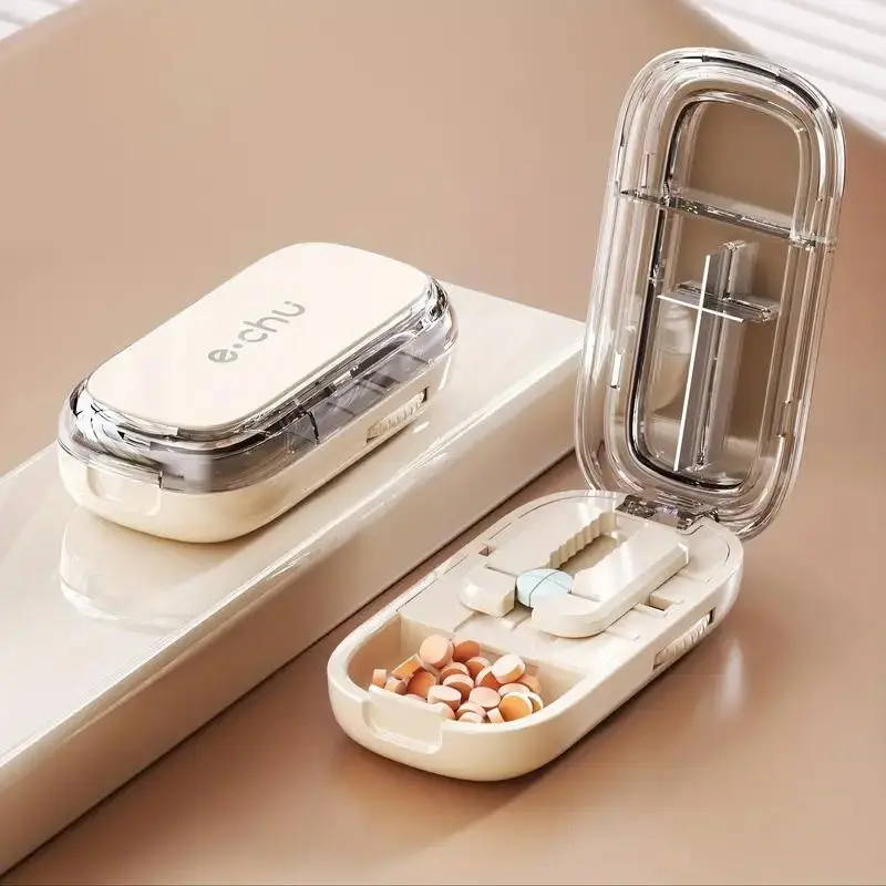 Adjustable Pill Cutter with Locator, Precision Cutting Tool for All Sizes, Travel & Pet Friendly, Universal Setting Pro, Compact, Convenience
