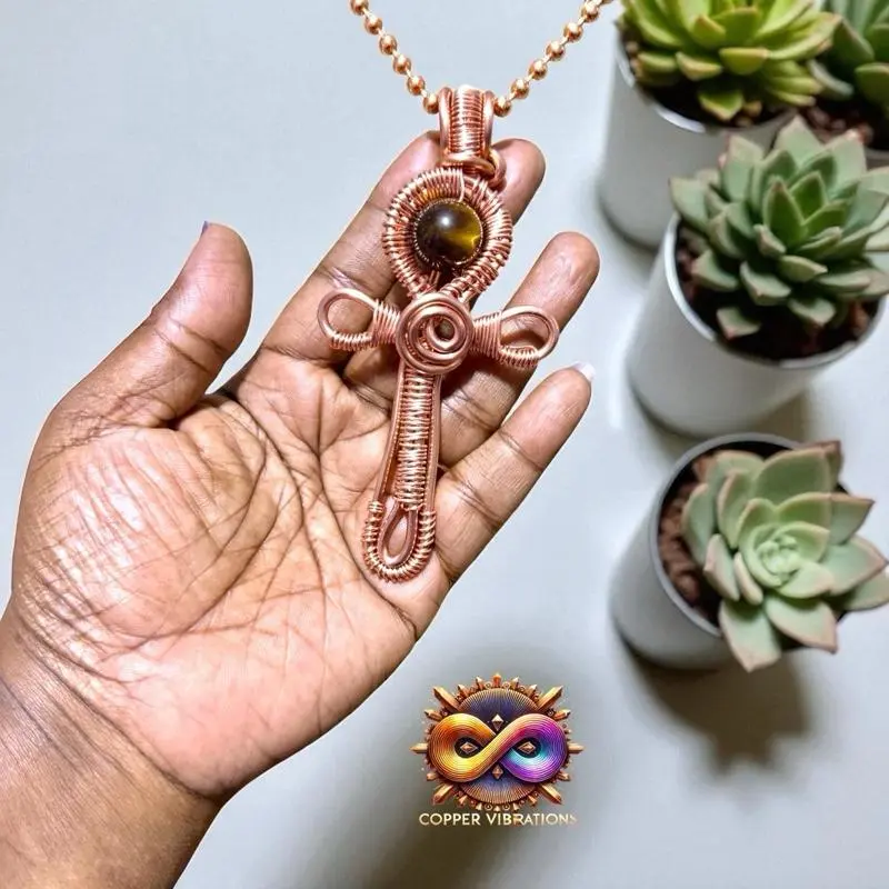 Juma Copper King 10guage Ankh 24" Copper Necklace Adjustable Chain Energy