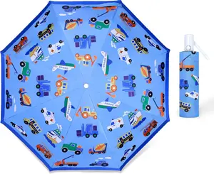 Folding Umbrella Auto Open/Close Anti-rebound Safe Design UV Resistant Automatic  Travel Umbrellas 8 Rib Reinforced Canopy 360 Reflective Strip Lightweight Cute Umbrella for Girls & Boys