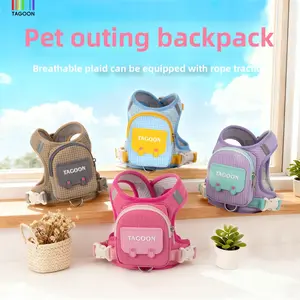 New portable dog harness with leash for outdoor use, retractable dog leash, cute backpack pet leash