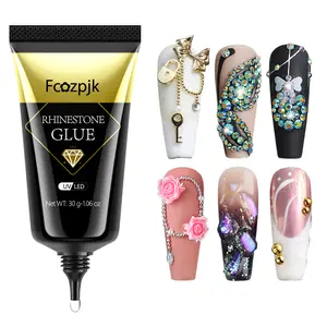 Fcozpjk 30ML Rhinestone Glue for Nails 3D Nail Charms Gel Nail Glue Super Strong Bling Gel Stick Nail Gems Jewel Caviar Beads Diamond Glue for Nails Professional Manicure Accessories