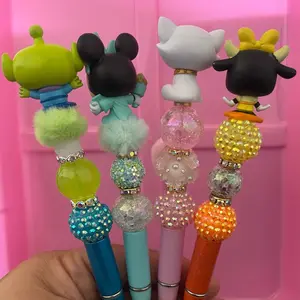 Small Beaded Embellished Pens with Character Topper - Perfect for Office Stationery and Writing Tools - (Custom) leave message or note