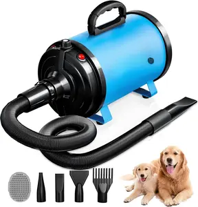 Dryer  Blower High Velocity for , Blow 3800W/5.2HP for Large Dogs Sechoir Pour Chien with Stepless Adjustable Speed, 4 Different Nozzles and  Brush,Blue