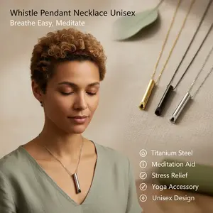 Titanium Steel Whistle Pendant Necklace |   Meditation Mindfulness Breathing Jewelry for Stress & Anxiety Relief |   Yoga Accessory Unisex