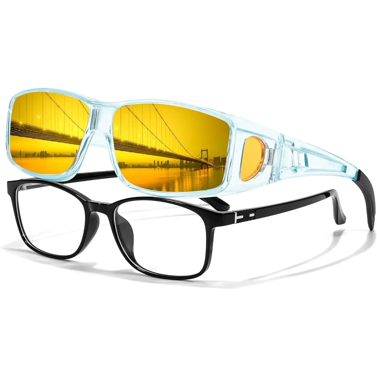 A08 Clear Blue Frame/ Yellow Lenses