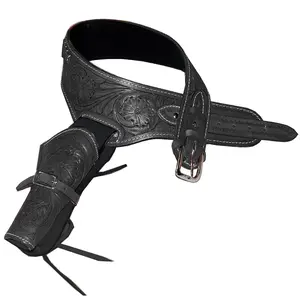HILASON Western Right Hand Gun Holster Rig 22 Cal Leather Cowboy | Costume Belt