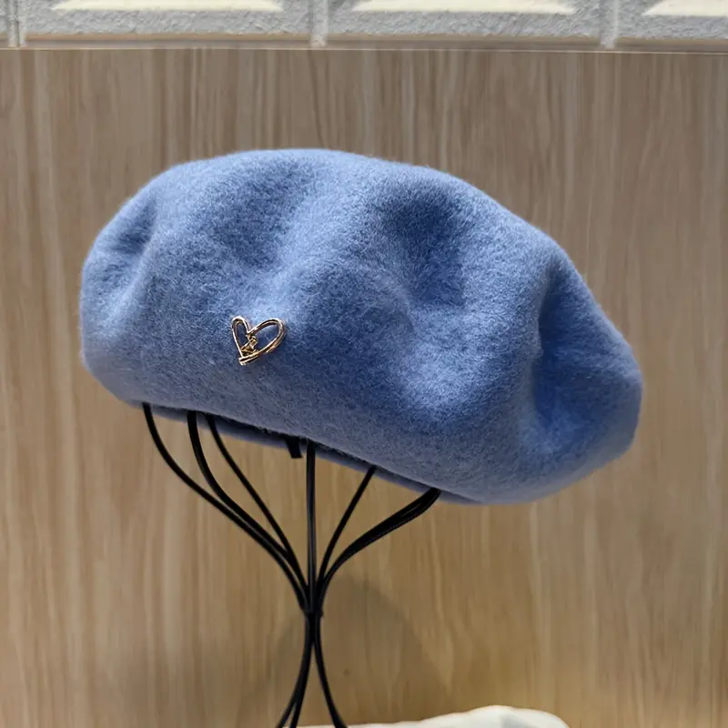 Women's 2025 New Acrylic Fiber Beret - Autumn Winter Fashion Solid Hat, Face-Slimming, Easy-to-Match Valentine's Day Accessory (Colors: Black, Brick Red, Dark Green, Ginger), Easy Match