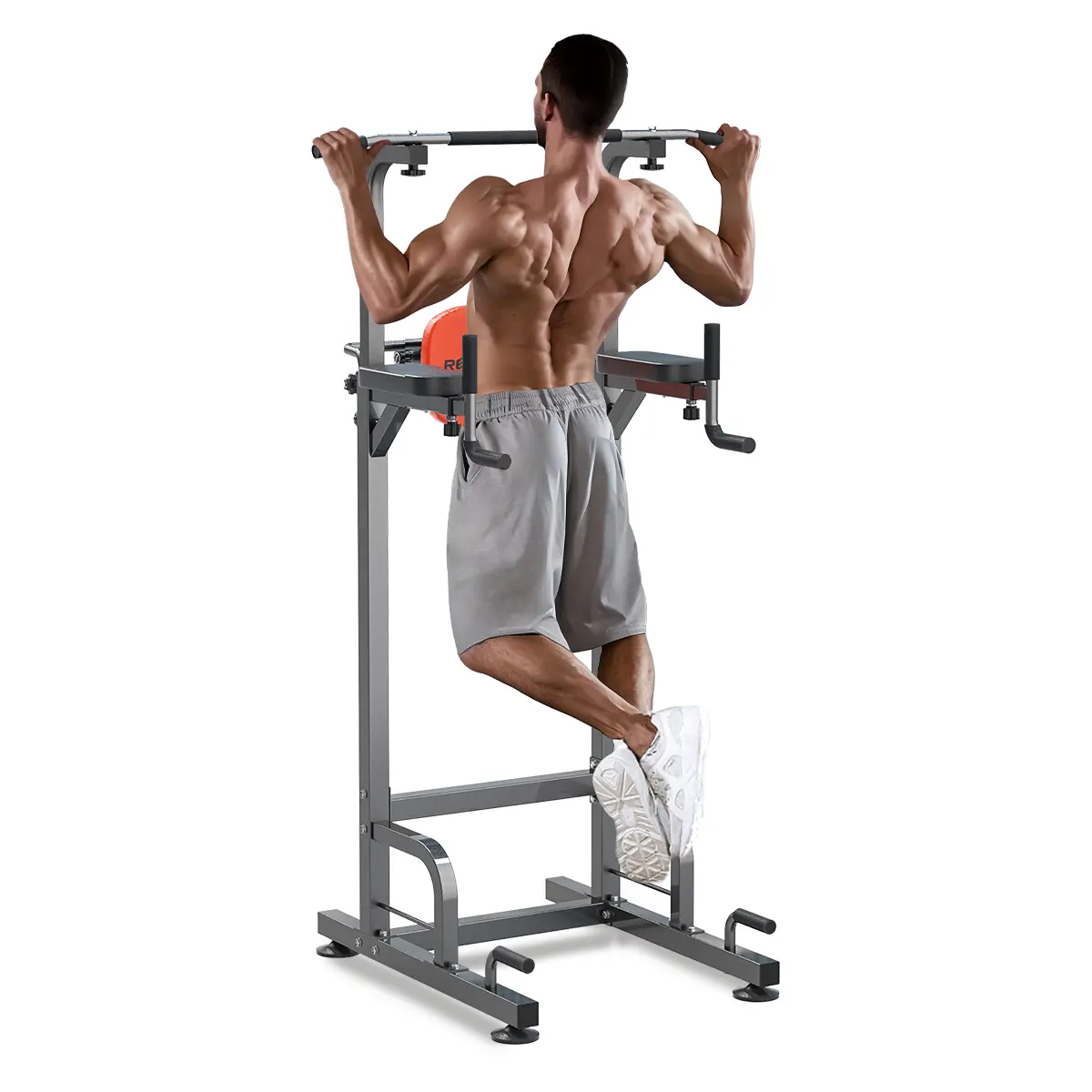 RELIFE REBUILD YOUR LIFE Pull Up Bar Station, Adjustable Steel Power Tower for Home Gym, Multi-Function Dip Station for Vertical Knee Raise, 400 LBS Capacity, Fitness Equipment, Dips & Pull‑Ups