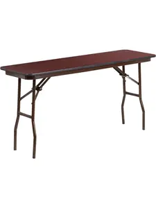 Flash Furniture YT-1860-MEL-WAL-GG 18 x 60 in. Rectangular Mahogany Melamine Laminate Folding Training Table