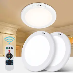 USB Charging Motion Sensor Magnetic Ceiling Light (2 Pack), Remote Control, LED Battery Powered, Wireless Shower Lamp, Adjustable Colors, Modern Mood Lighting