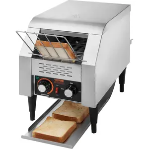 Spring new arrivals Commercial Conveyor Toaster, 150 Slices/Hour Conveyor Belt Toaster, Heavy Duty Stainless Steel Commercial Toaster Oven, Electric Restaurant Commercial Toaster for Toast Bun, Bagel, Bread