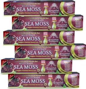 Sea Moss Essential Toothpaste - 6.5 oz Pack of 6 | A Unique Blend of Sea Moss, Mushroom, Manjistha, Curcumin, Terminalia Chebula