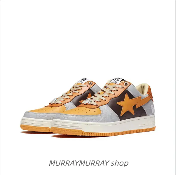 Classic flat athletic shoes with bold orange star logo, absorb small impact and protect feet during daily city walking.