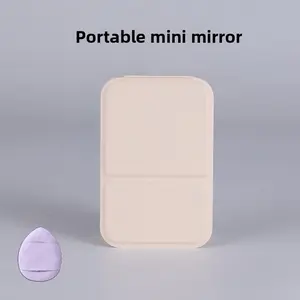 PU Mini Desktop Foldable Mirror, Student Dormitory Standing Makeup Mirror, Portable Handheld Mini Cosmetic Mirror for Girls