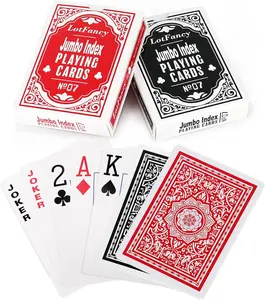 LotFancy Playing Cards 2 Pack, Large Print, Jumbo Index Decks of Cards (1 Black 1 Red), Poker Size, for Texas Hold'em, Blackjack, Euchre Cards Games