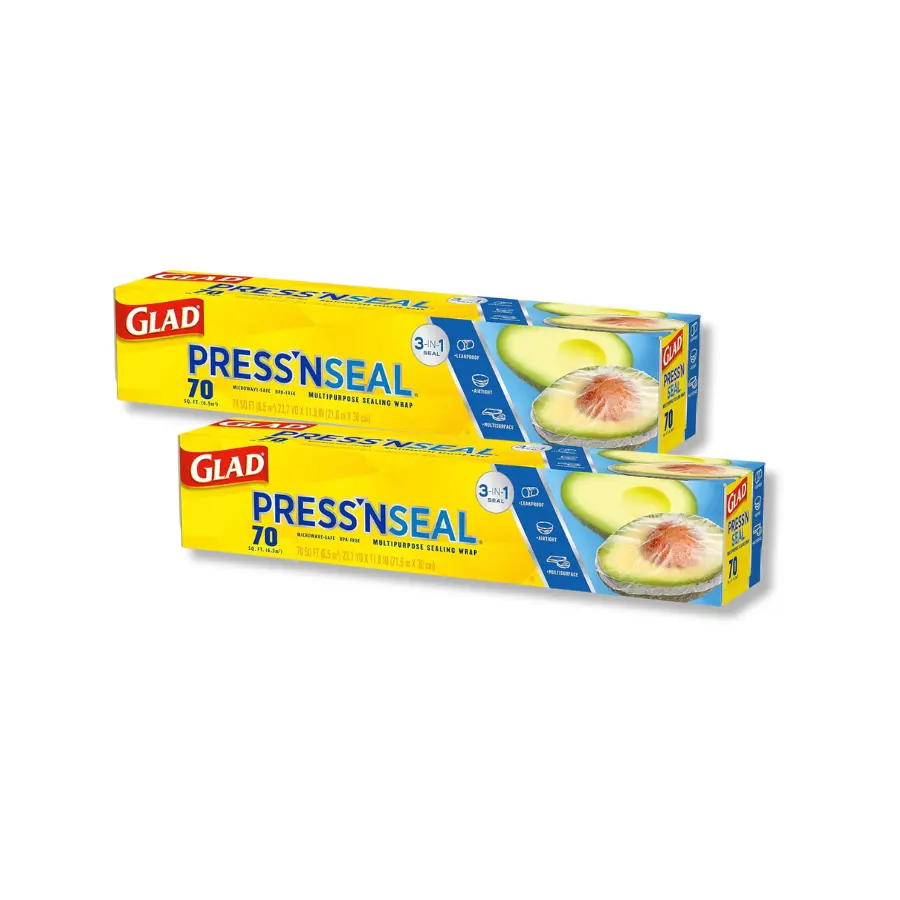 Plastic Food Wrap Roll, 2 Pack, 70 Sq Ft Each, Food Sealing Wrap for Kitchen, Food Storage, Leftovers and Meal Prep