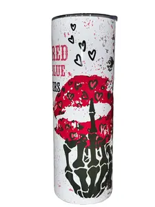 Roses Are Red Violets Are Blue 20oz Skinny Straight Sublimation Tumbler Amy's Tumbler Junkies 20 oz Drinkware with Clear Plastic Lid & Straw