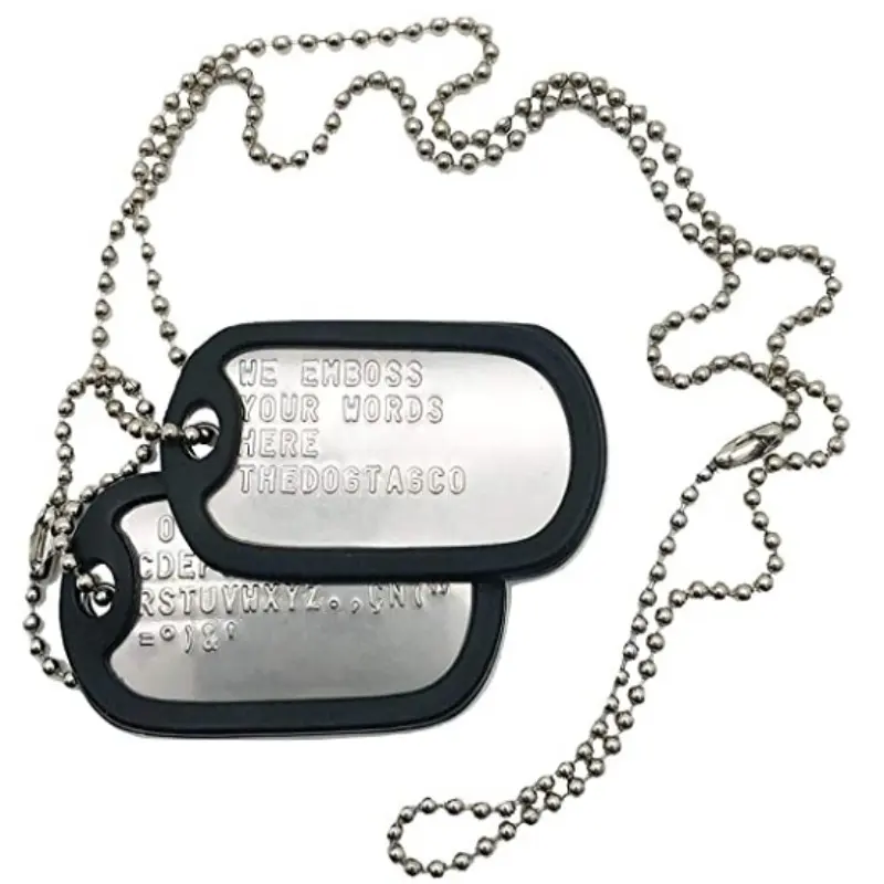 Custom Embossed Stainless Steel Dog Tag Set - Military-Style ID Necklace with Noise-Canceling Silencers, Personalized Bracelet for Outdoor Enthusiasts, Emergency Medical ID Gift for Soulmates