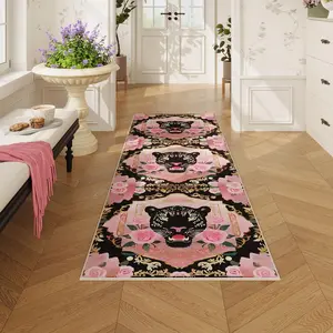 Vintage Luxury Animal Pattern Rug, Floral & Animal Pattern Non-slip Floor Mat, Decorative Carpet for Home Living Room Bedroom Hotel, Decorative Area Rug