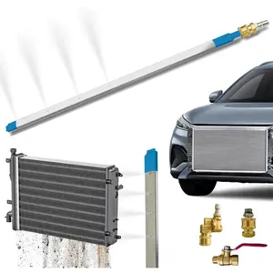 Pressure Radiator Cleaning Wand, 4500 PSI Radiator Flush and Cleaner Tool with Water and gas dual-purpose adapter, 180° adapter, Valve, Home Car Truck Stainless Steel Power Washer Wand