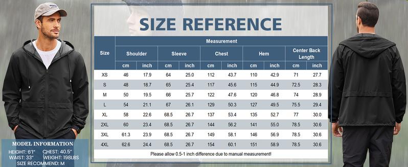 COOFANDY Men's Packable Jacket Outdoor Waterproof Hooded Lightweight Classic Cycling Raincoat for Hiking/Outdoor/Camping Fabric Menswear Zipper Breathable Relaxed Fit Long Sleeve Tops Athletic Outerwear Activewear Blazer