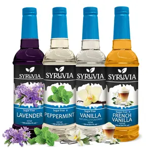 Syruvia Sugar Free Syrup Variety Pack – Lavender, Peppermint, Vanilla & French Vanilla – Kosher, Gluten-Free Syrups for Coffee, Tea, Lemonades & Desserts – 25.4 fl oz Bottles (Pack of 4)