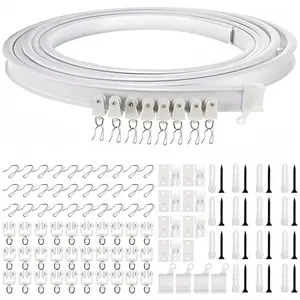 Flexible Curtain Track Kit, 5m Curtain Rail with Accessories, Adjustable Curtain Rods, Curtain Rod Bracket, Easy To Install Curtain Rail System for Home and Hospital Use