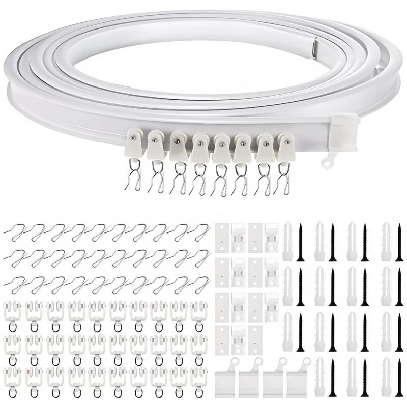 Flexible Curtain Track Kit, 5m Curtain Rail with Accessories, Adjustable Curtain Rods, Curtain Rod Bracket, Easy To Install Curtain Rail System for Home and Hospital Use
