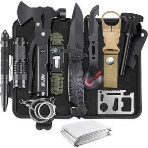 14 in 1 Survival Kit for Men Dad Husband, Emergency Tactical Gear Camping Essentials, Hatchet Fire Starter Compass Multitool for Outdoor Hiking Wilderness Adventure Gifts