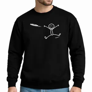 Casual Long Sleeve Frisbee Shirt with Stickman Disc Golf Design for Ultimate Fans