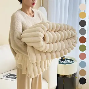 Ultra Soft Thick Microfiber Blanket, Classic Stripe Design, Warm Comfortable Durable, Stress Relief, Pet Wrap, Christmas Gift Idea, Cozy Blanket Throw