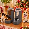 [BacktoSchool] Cat & Dog Gravity Feeder and Water Dispenser Set - 1 Gal x2, Stainless Steel Bowl, Transparent Polypropylene, Leakproof Valve, Food Storage, Hand Wash for Small-Medium Pets Puppy Kitten
