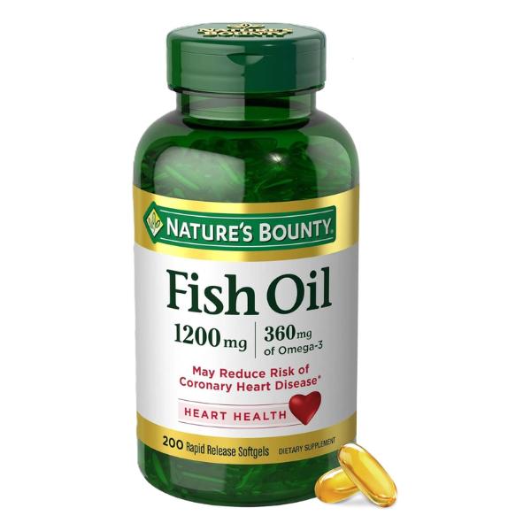 Nature's Bounty Fish Oil Omega 3 Supplements - Supports Heart Health, 1200 Mg Fish Oil, Omega-3, 200 Softgels (Pack of 1) Nature's Bounty Fish Oil Omega 3 Supplements - Supports Heart Health, 1200 Mg Fish Oil, Omega-3, 200 Softgels (Pack of 1)