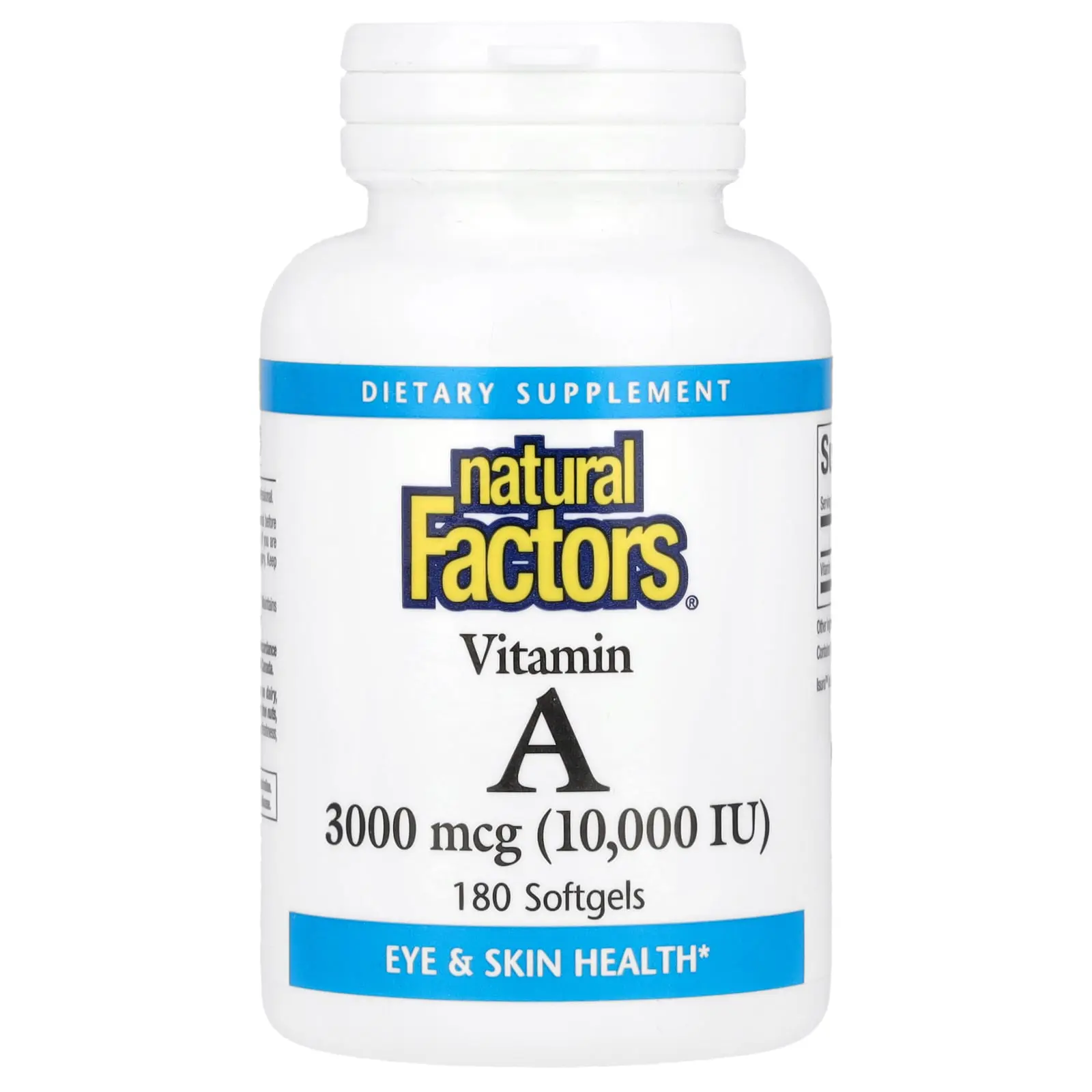 Natural Factors Vitamin A, 3,000 mcg (10,000 IU), 180 Softgels