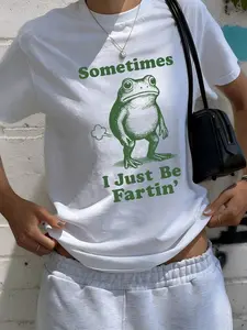 Sometimes I Just Be Fartin Funny Frog Women's Graphic Tee Viral Short Sleves Trending Humor Shirt Casual Summer Top