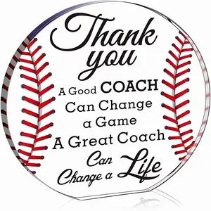 Acrylic Baseball Coach Gifts Thank You Plaque for End of Season Appreciation Decorations Signs Unique Teacher's Day Gift for Coaches Men Women