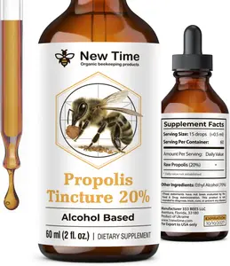 New Time Organic Bee Propolis Tincture 20% – 2 fl oz Natural Alcohol-Based Extract for Immune System & Antioxidant Support
