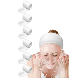 Headband, 6 Pack White - Non-slip Stretchable Washable Makeup Headband for  Wash Facial , Fits , Workout, Yoga, Gym, Salon,  Use