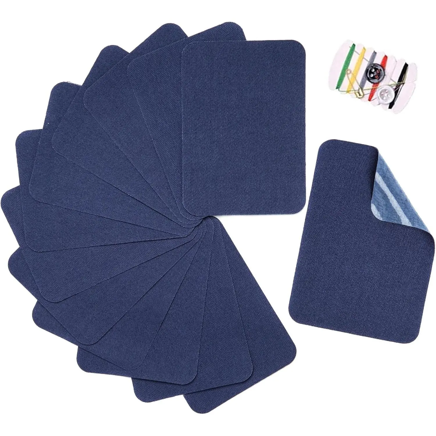 Durable Cotton Easy Iron-On Repair Patch (12pcs) - 3in x 4.25in Dark Blue, 30% More Polyamide Adhesive, Attractive for Pants That Have Holes and Rips, Easy to Apply DIY Mending