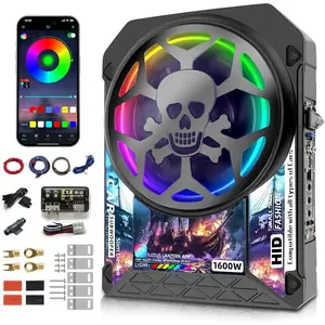 2026 Upgraded 1600W 10" Car Subwoofer, Slim Under Seat Powered Car Subwoofer and Amp Package with RGB Light, Car/Truck Audio Sub Built-in Amplifier amp Combo Package, Clean Deep Bass