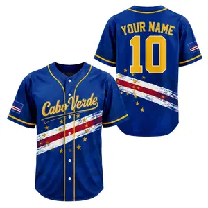 Custom Cabo Verde Baseball Jersey  Personalized Cape Verde Name & Number 10 Jersey Shirt | Trendy Patriotic Streetwear